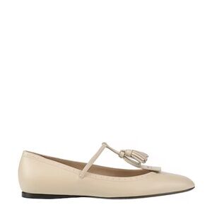 Giorgio Armani Cream Leather T-Strap Tassel Flat 1,065 retail price!